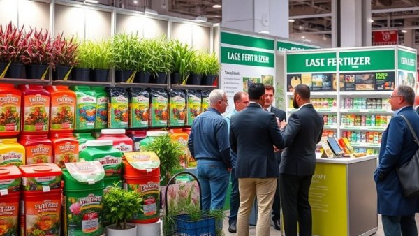 Trade show booth displaying squid based fertilizer products.