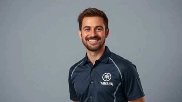 Yamaha Marine Operations Manager smiling in Yamaha shirt against gray background.
