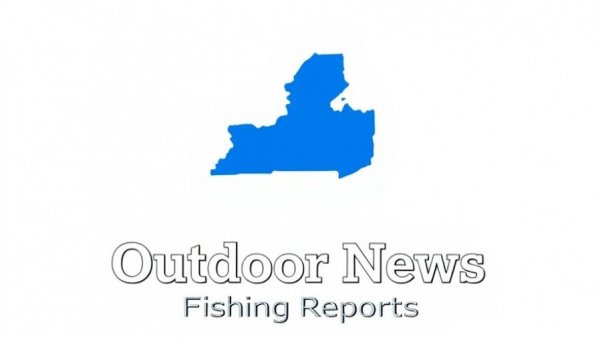 New York Fishing Report February 2026 logo with state map.