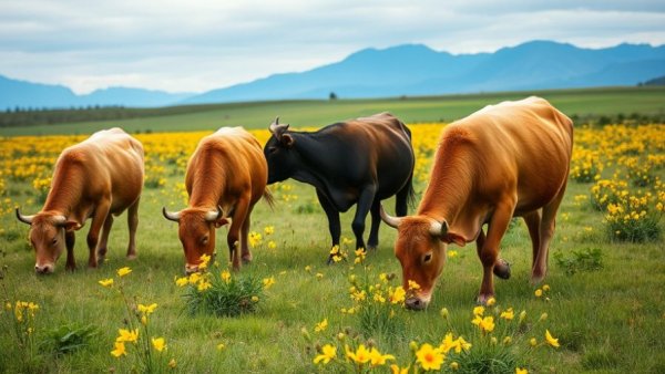 Black cattle grazing in a yellow-flowered meadow, AgriStability Program