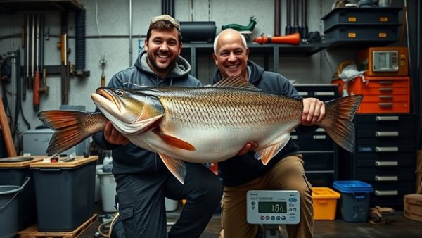 Two men showcasing a large fish, part of engaging fishing news.