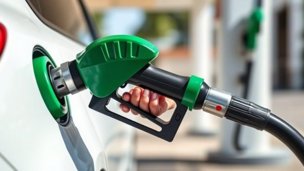 Close-up of refueling a white car at a gas station, Kansas gas price rise.