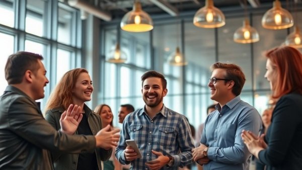 People discussing at a conference, WSIA banner present.