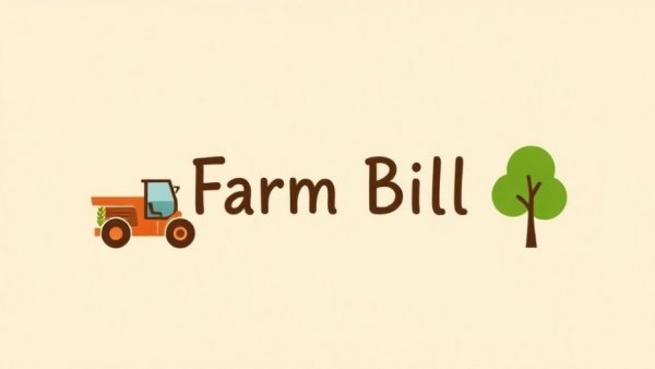 Farm Bill graphic with agricultural icons illustrating Meatpacking Market Power.