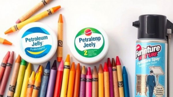 Household products for fixing snap-in fasteners: crayons, petroleum jelly, and spray.