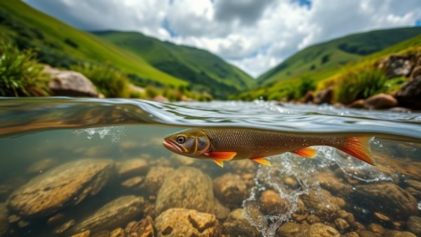Underwater view of fish in a clear stream in roadless area