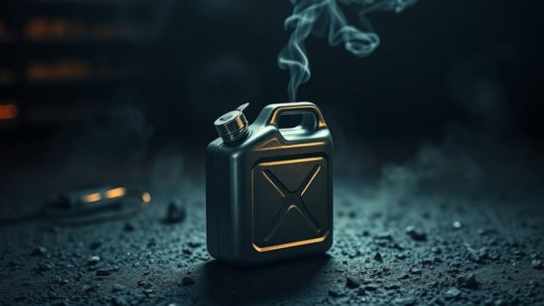 Fuel canister emitting vapor indicating improper disposal of boating chemicals.