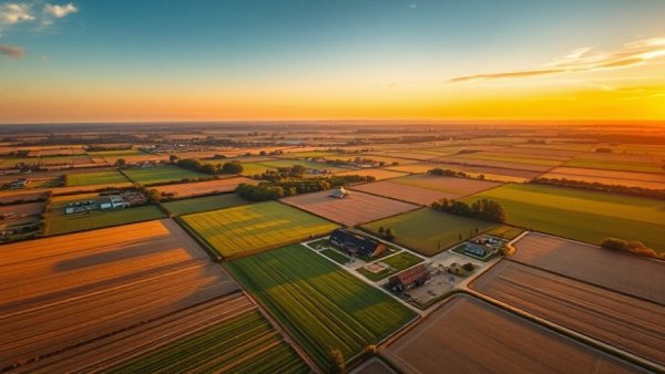 Aerial view of Alberta farmland highlighting agriculture programs.