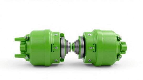 3D model of green farm equipment component with detachable parts.