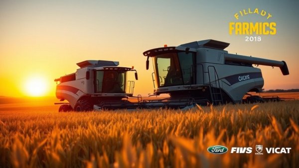 Precision Agriculture Technology featuring advanced combines in a golden field.
