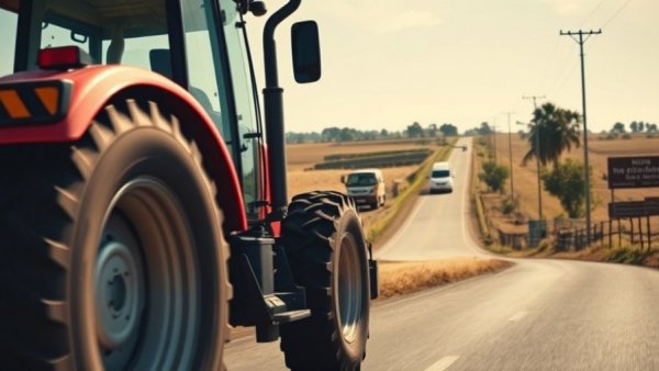 Taiwan Canada Agricultural Cooperation with a red tractor on a rural road.