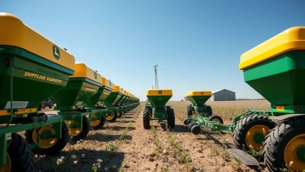 Modern planters in Auburn cotton planting studies field.