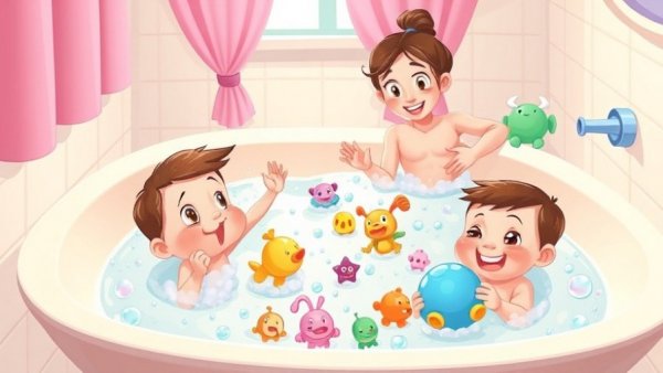 Raising happy children: kids playing in bathtub