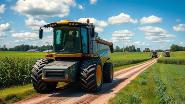 Massive machinery operating on a rural road in Nova Scotia.