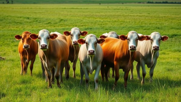 Cattle in a green pasture illustrating seaweed supplement impact.