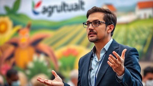 Business professional presents at agricultural event about carbon contracts.