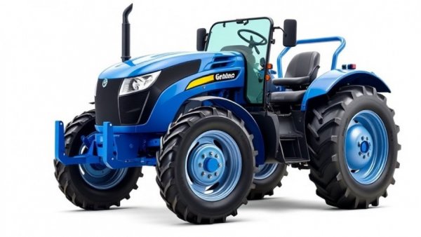 Sleek modern methane-powered tractor on white background.