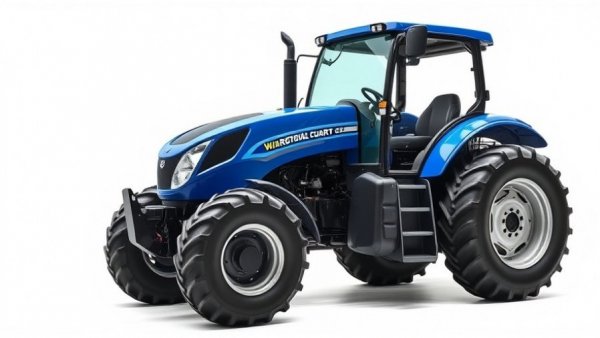 Modern blue tractor preventing foreign material in cattle processing.