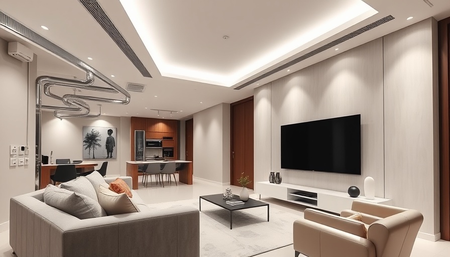 Modern living room with smart lighting reflecting home electrical design trends.