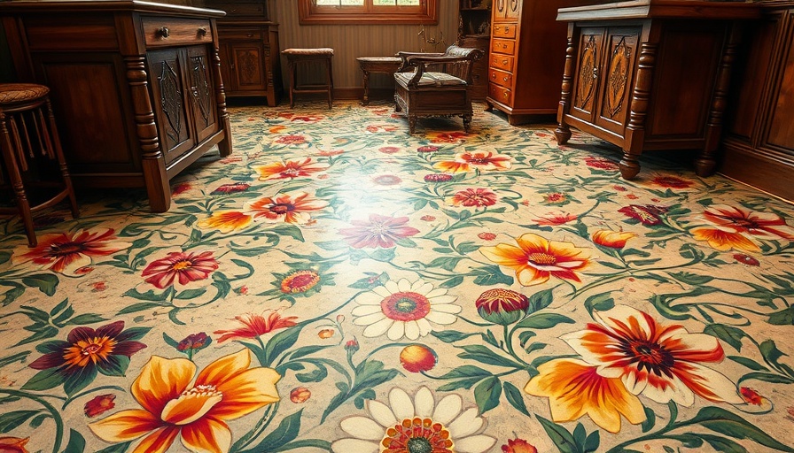 Intricate floral painted floors in a vintage setting