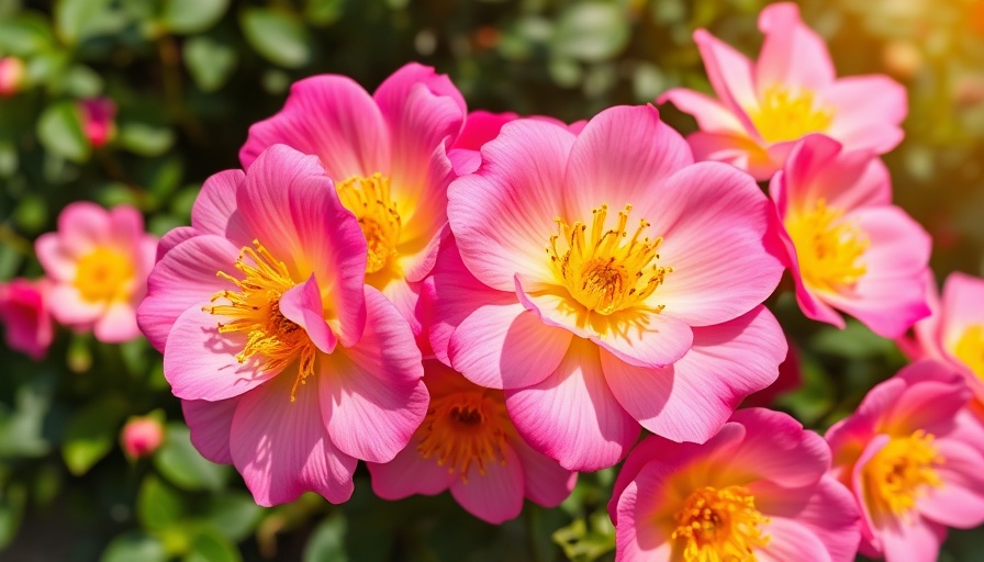 Vibrant pink easiest roses to grow in sunny garden.