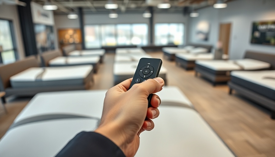 Remote control for the best adjustable beds 2025, in a modern showroom.