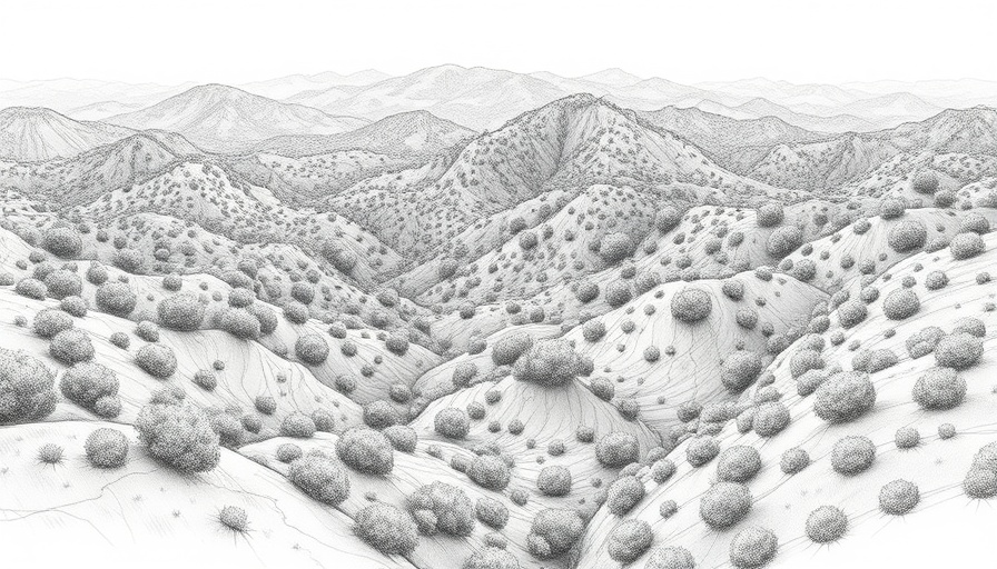 Elizabeth Kennedy Landscape Architecture dense vegetation sketches with contour maps.