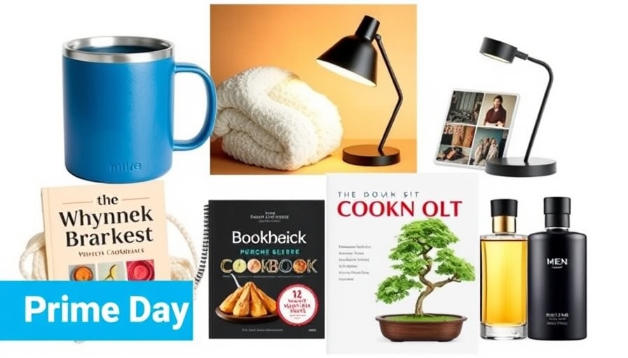 October Prime Day gifts under $50, including mug, blanket, and bonsai.