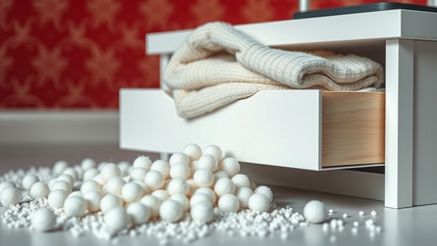 White mothballs on red surface, highlighting health risks.