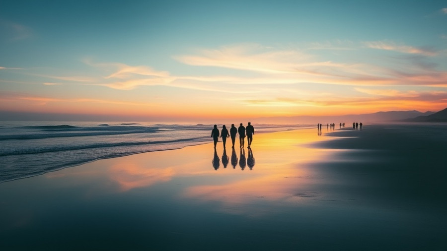 Family walking on beach, family ignores you.