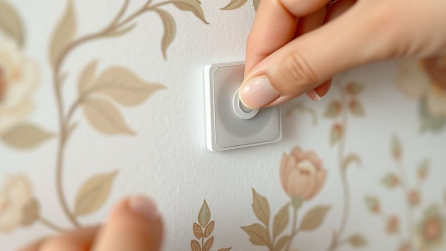 Applying adhesive hook to wall to prevent temporary hook damage.