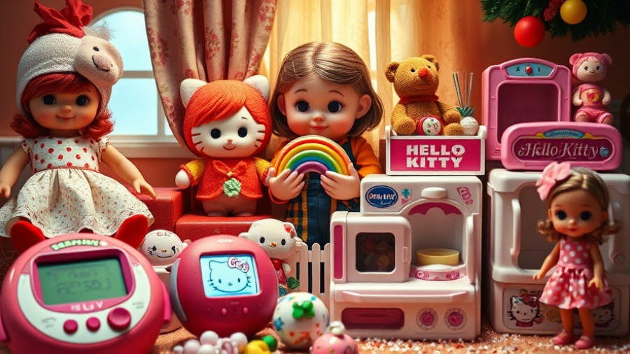 Nostalgic toys for holidays in a colorful toy collage.