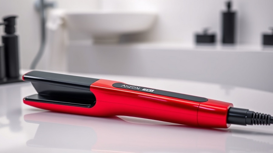 Elegant red and black hair straightener on glossy table, Best Hair Straighteners.