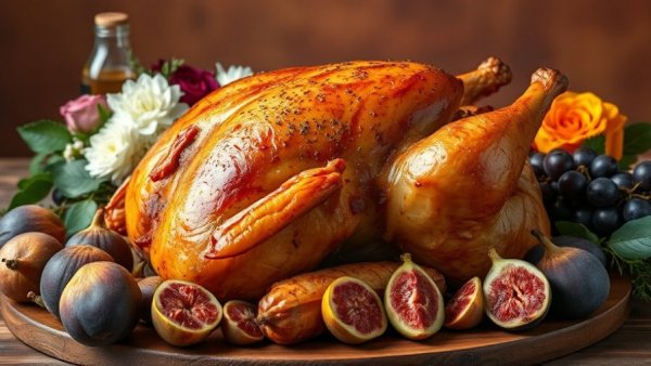 Roasted turkey with figs and grapes; Turkey Roasting Temperature