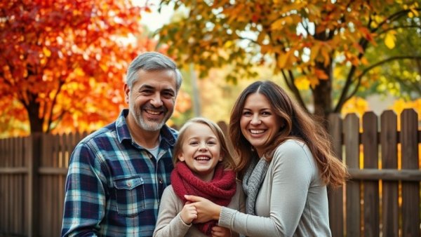 Happy family showing importance of family orientation under trees.