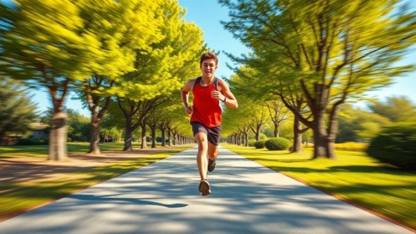 Cartoon jogger on a vibrant path, promoting dementia prevention strategies.