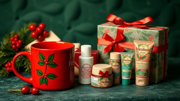 Festive holiday gifts including a red mug and skincare set on sale this week.