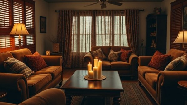 90s home design trends in a cozy vintage living room.