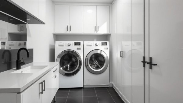 Modern small laundry room with efficient upgrades
