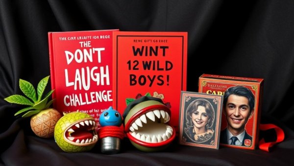 Colorful gifts for 12-year-old boys, joke book, plant toy, card game.