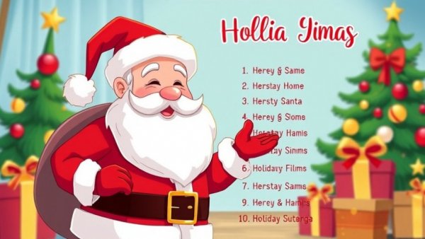 Christmas Movies for Kids: Bright list with playful Santa illustration