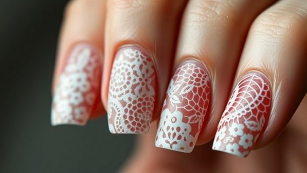 Close-up of Lace Nails DIY showcasing intricate designs with warm lighting.