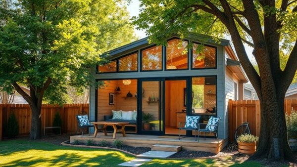 Charming tiny home with large windows to make your home look bigger