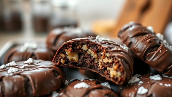 Lebkuchen cookies with chocolate coating and nutty interior.