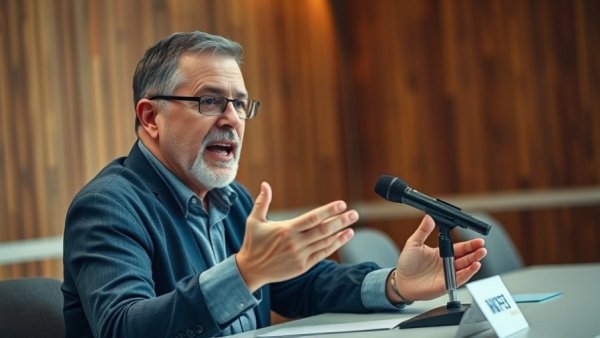 Middle-aged man speaking in studio, coping with family estrangement.