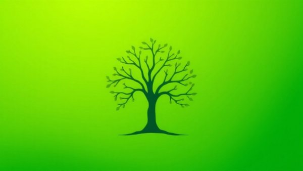 Graphic design of a simple tree illustration with green leaves.