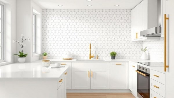 Minimalist kitchen design with fading 2026 trends, showcasing white countertops.