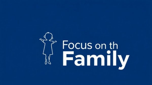Focus on the Family logo with child silhouette, promoting family support in Christ.