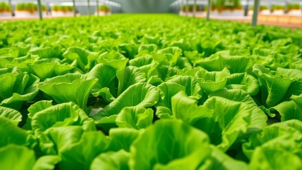Hydroponic setup with rows of lettuce for kids.