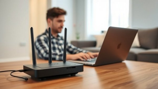 Wi-Fi security tips: Person configuring router at home.